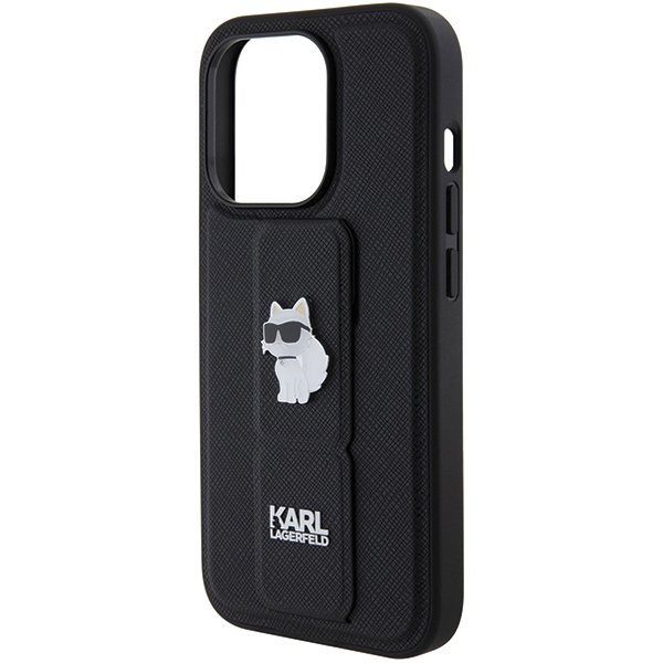 iTok webáruház - Karl Lagerfeld Karl Lagerfeld Gripstand Saffiano Choupette Pins tok iPhone 14 Pro Max készülékhez (fekete) 6 Karl Lagerfeld Gripstand Saffiano Choupette Pins case for iPhone 14 Pro Max (fekete)