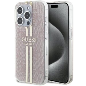 Guess IML 4G Gold Stripe tok iPhone 14 Pro Max készülékhez (rózsaszín)