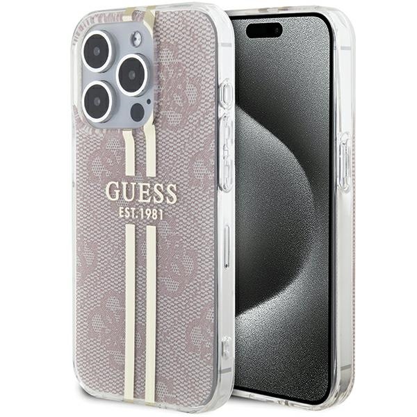 iTok webáruház - Guess Guess IML 4G Gold Stripe tok iPhone 14 Pro Max készülékhez (rózsaszín) 1 Guess IML 4G Gold Stripe case for iPhone 14 Pro Max (rózsaszín)