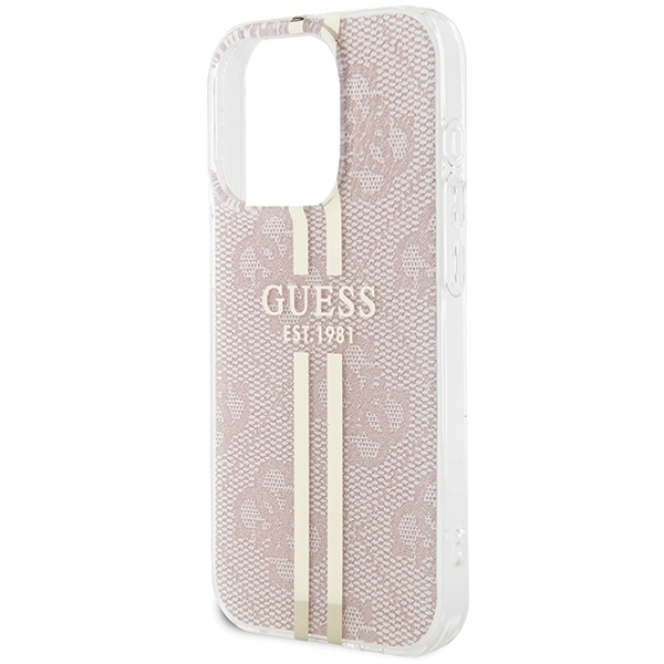 iTok webáruház - Guess Guess IML 4G Gold Stripe tok iPhone 14 Pro Max készülékhez (rózsaszín) 6 Guess IML 4G Gold Stripe case for iPhone 14 Pro Max (rózsaszín)