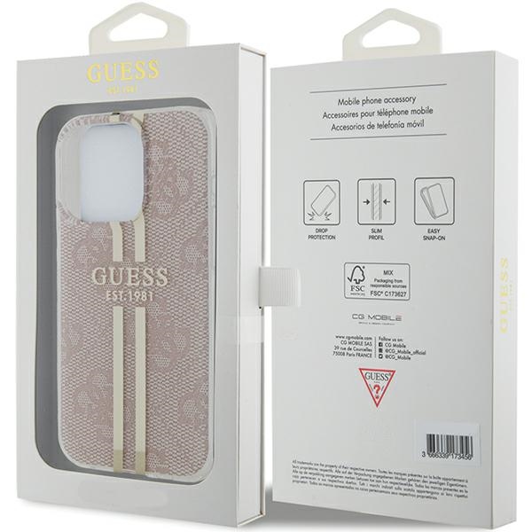 iTok webáruház - Guess Guess IML 4G Gold Stripe tok iPhone 14 Pro Max készülékhez (rózsaszín) 8 Guess IML 4G Gold Stripe case for iPhone 14 Pro Max (rózsaszín)