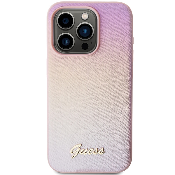 iTok webáruház - Guess Guess Saffiano Iridescent Script tok iPhone 14 Pro Max készülékhez (rózsaszín) 3 Guess Saffiano Iridescent Script case for iPhone 14 Pro Max (rózsaszín)