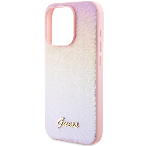 iTok webáruház - Guess Guess Saffiano Iridescent Script tok iPhone 14 Pro Max készülékhez (rózsaszín) 6 Guess Saffiano Iridescent Script case for iPhone 14 Pro Max (rózsaszín)