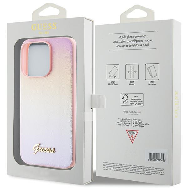 iTok webáruház - Guess Guess Saffiano Iridescent Script tok iPhone 14 Pro Max készülékhez (rózsaszín) 8 Guess Saffiano Iridescent Script case for iPhone 14 Pro Max (rózsaszín)