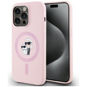 Karl Lagerfeld Silicone Karl&Choupette MagSafe tok iPhone 14 Pro Max készülékhez (rózsaszín)