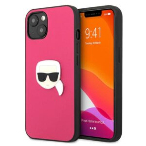 Karl Lagerfeld Leather Ikonik Karl’s Head fém tok iPhone 13 mini készülékhez (rózsaszín)