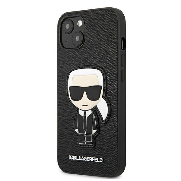 iTok webáruház - Karl Lagerfeld Karl Lagerfeld Saffiano Ikonik Karl's Patch tok iPhone 13 mini készülékhez (fekete) 2 Karl Lagerfeld Saffiano Ikonik Karl's Patch Case for iPhone 13 mini (fekete)
