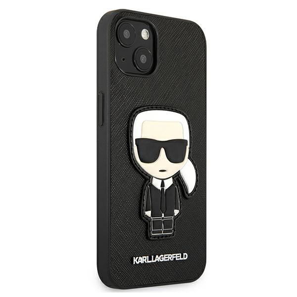 iTok webáruház - Karl Lagerfeld Karl Lagerfeld Saffiano Ikonik Karl's Patch tok iPhone 13 mini készülékhez (fekete) 4 Karl Lagerfeld Saffiano Ikonik Karl's Patch Case for iPhone 13 mini (fekete)