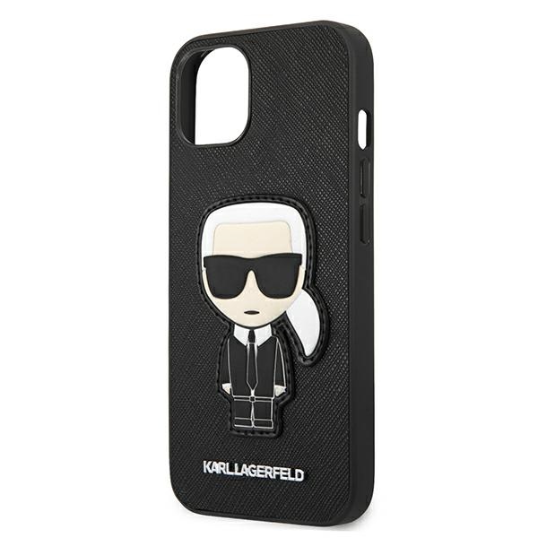 iTok webáruház - Karl Lagerfeld Karl Lagerfeld Saffiano Ikonik Karl's Patch tok iPhone 13 mini készülékhez (fekete) 6 Karl Lagerfeld Saffiano Ikonik Karl's Patch Case for iPhone 13 mini (fekete)