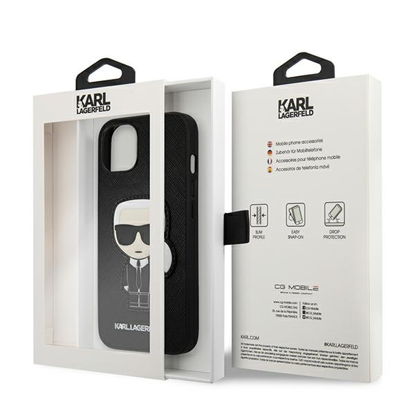 iTok webáruház - Karl Lagerfeld Karl Lagerfeld Saffiano Ikonik Karl's Patch tok iPhone 13 mini készülékhez (fekete) 8 Karl Lagerfeld Saffiano Ikonik Karl's Patch Case for iPhone 13 mini (fekete)