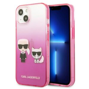 Karl Lagerfeld Gradient Ikonik Karl & Choupette tok iPhone 13 mini készülékhez (rózsaszín)