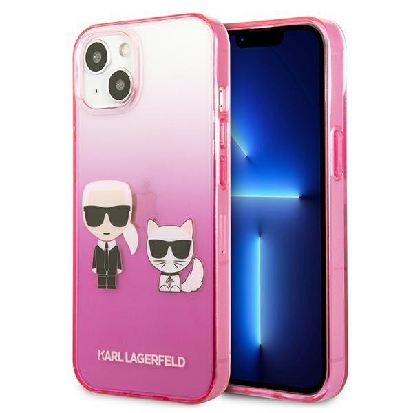 iTok webáruház - Karl Lagerfeld Karl Lagerfeld Gradient Ikonik Karl & Choupette tok iPhone 13 mini készülékhez (rózsaszín) 1 Karl Lagerfeld Gradient Ikonik Karl&Choupette Case for iPhone 13 mini (rózsaszín)
