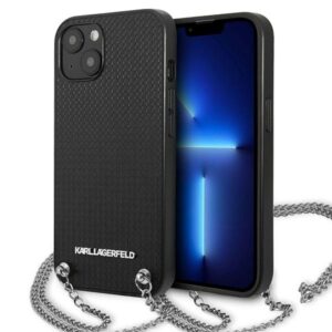 Karl Lagerfeld KLHCP13SPMK iPhone 13 mini 5,4 hüvelykes keménytok lánccal – fekete