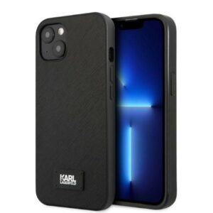 Karl Lagerfeld KLHCP13SSFMP2K Saffiano Plaque tok iPhone 13 mini készülékhez, fekete