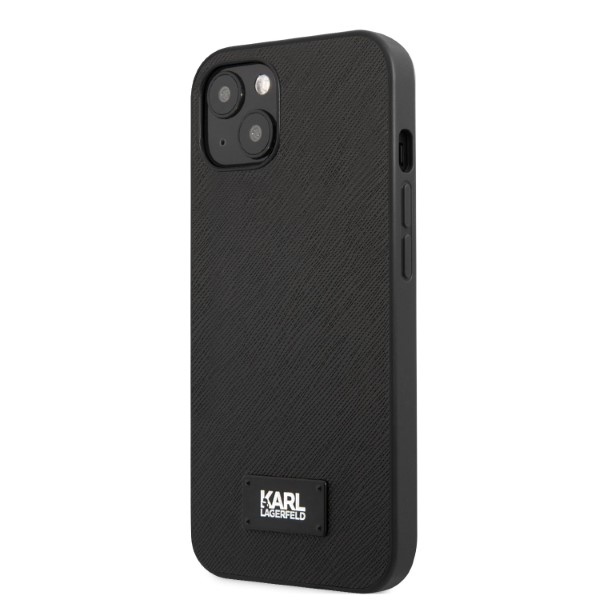 iTok webáruház - Karl Lagerfeld Karl Lagerfeld KLHCP13SSFMP2K Saffiano Plaque tok iPhone 13 mini készülékhez, fekete 2 Karl Lagerfeld KLHCP13SSFMP2K iPhone 13 mini 5.4" hardcase black/black Saffiano Plaque