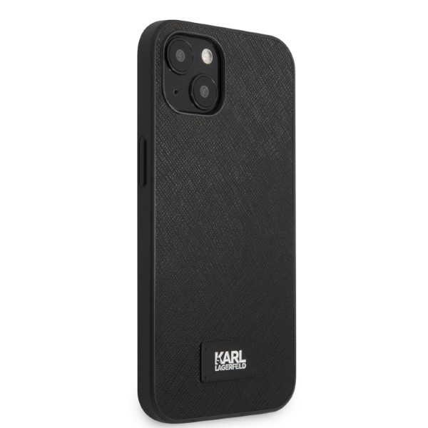iTok webáruház - Karl Lagerfeld Karl Lagerfeld KLHCP13SSFMP2K Saffiano Plaque tok iPhone 13 mini készülékhez, fekete 4 Karl Lagerfeld KLHCP13SSFMP2K iPhone 13 mini 5.4" hardcase black/black Saffiano Plaque