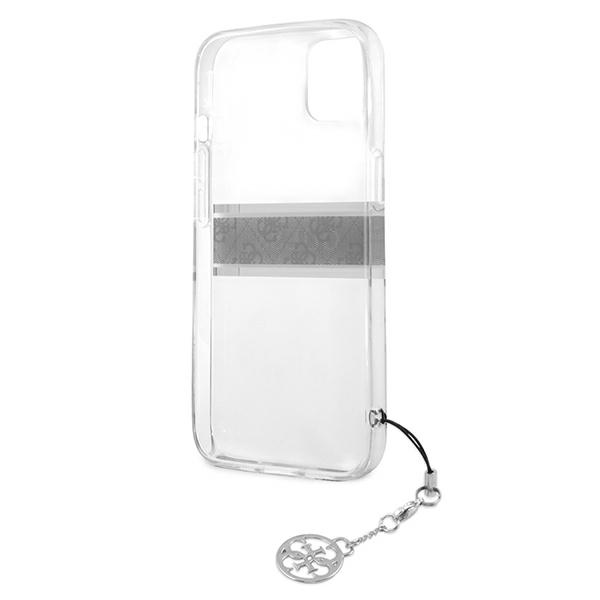 iTok webáruház - Guess Guess GUHCP13SKB4GGR iPhone 13 mini tok – 4G Gray Strap Charm 7 Guess GUHCP13SKB4GGR iPhone 13 mini 5.4" Transparent hardcase 4G Gray Strap Charm
