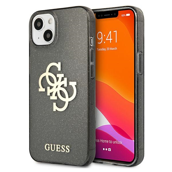 iTok webáruház - Guess Guess GUHCP13SPCUGL4GBK iPhone 13 mini tok – fekete/fekete, Glitter 4G Big Logo 1 Guess GUHCP13SPCUGL4GBK iPhone 13 mini 5.4" black/black hard case Glitter 4G Big Logo
