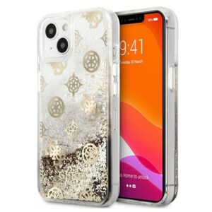 Guess GUHCP13SLGPEGO Peony Liquid Glitter tok iPhone 13 mini készülékhez – arany