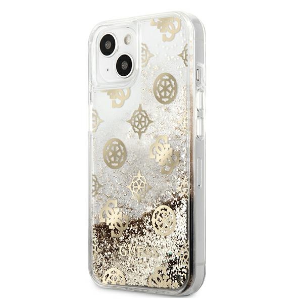 iTok webáruház - Guess Guess GUHCP13SLGPEGO Peony Liquid Glitter tok iPhone 13 mini készülékhez – arany 2 Guess GUHCP13SLGPEGO iPhone 13 mini 5.4" gold/gold hardcase Peony Liquid Glitter