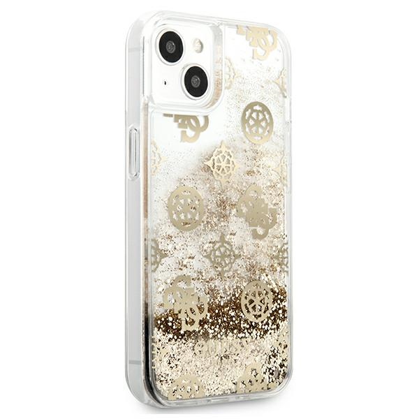 iTok webáruház - Guess Guess GUHCP13SLGPEGO Peony Liquid Glitter tok iPhone 13 mini készülékhez – arany 4 Guess GUHCP13SLGPEGO iPhone 13 mini 5.4" gold/gold hardcase Peony Liquid Glitter