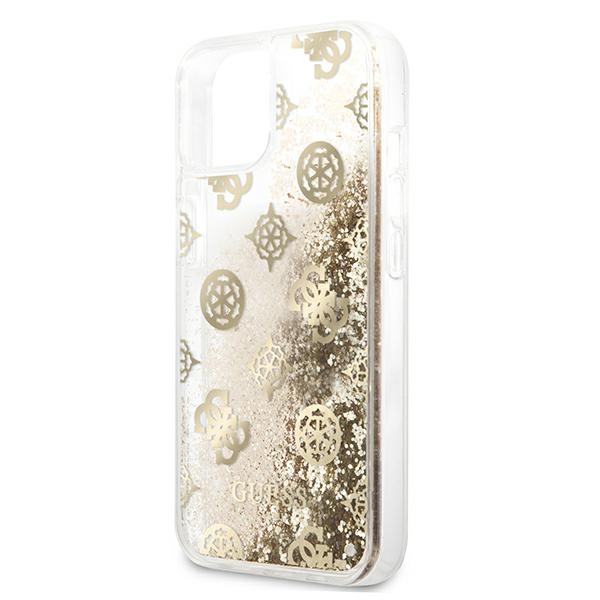 iTok webáruház - Guess Guess GUHCP13SLGPEGO Peony Liquid Glitter tok iPhone 13 mini készülékhez – arany 5 Guess GUHCP13SLGPEGO iPhone 13 mini 5.4" gold/gold hardcase Peony Liquid Glitter