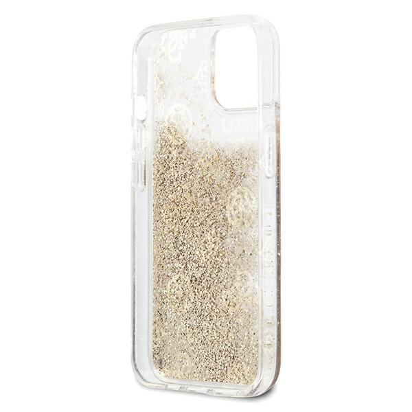 iTok webáruház - Guess Guess GUHCP13SLGPEGO Peony Liquid Glitter tok iPhone 13 mini készülékhez – arany 6 Guess GUHCP13SLGPEGO iPhone 13 mini 5.4" gold/gold hardcase Peony Liquid Glitter