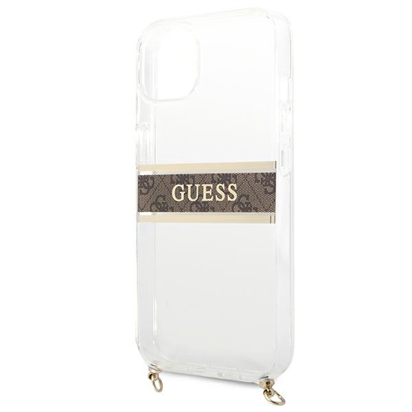 iTok webáruház - Guess Guess GUHCP13SKC4GBGO iPhone 13 mini átlátszó keménytok barna pánttal és arany lánccal 6 Guess GUHCP13SKC4GBGO iPhone 13 mini 5.4" Transparent hardcase 4G Brown Strap Gold Chain