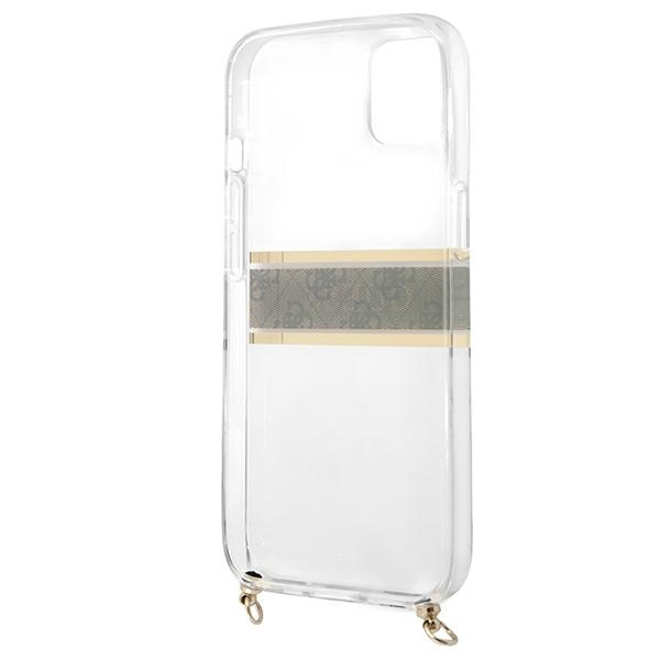 iTok webáruház - Guess Guess GUHCP13SKC4GBGO iPhone 13 mini átlátszó keménytok barna pánttal és arany lánccal 7 Guess GUHCP13SKC4GBGO iPhone 13 mini 5.4" Transparent hardcase 4G Brown Strap Gold Chain