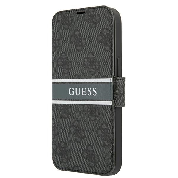 iTok webáruház - Guess Guess GUBKP13S4GDGR iPhone 13 mini 5,4 hüvelykes könyvtok – 4G Stripe 1 Guess GUBKP13S4GDGR iPhone 13 mini 5.4" grey/grey book 4G Stripe