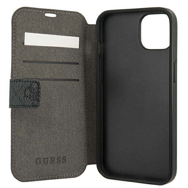 iTok webáruház - Guess Guess GUBKP13S4GDGR iPhone 13 mini 5,4 hüvelykes könyvtok – 4G Stripe 5 Guess GUBKP13S4GDGR iPhone 13 mini 5.4" grey/grey book 4G Stripe