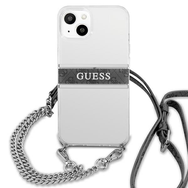 iTok webáruház - Guess Guess GUHCP13SKC4GBSI tok iPhone 13 mini 5,4 hüvelykhez – 4G Gray Strap Silver Chain 3 Guess GUHCP13SKC4GBSI iPhone 13 mini 5.4" Transparent hardcase 4G Gray Strap Silver Chain