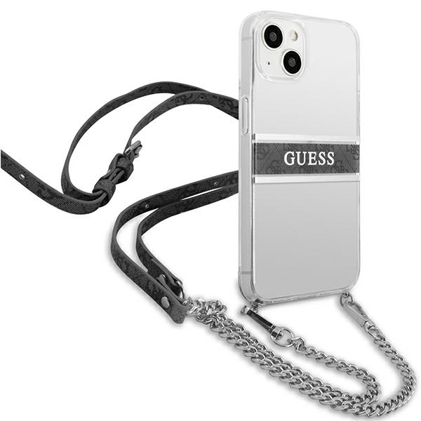 iTok webáruház - Guess Guess GUHCP13SKC4GBSI tok iPhone 13 mini 5,4 hüvelykhez – 4G Gray Strap Silver Chain 4 Guess GUHCP13SKC4GBSI iPhone 13 mini 5.4" Transparent hardcase 4G Gray Strap Silver Chain