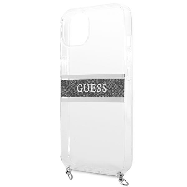 iTok webáruház - Guess Guess GUHCP13SKC4GBSI tok iPhone 13 mini 5,4 hüvelykhez – 4G Gray Strap Silver Chain 6 Guess GUHCP13SKC4GBSI iPhone 13 mini 5.4" Transparent hardcase 4G Gray Strap Silver Chain