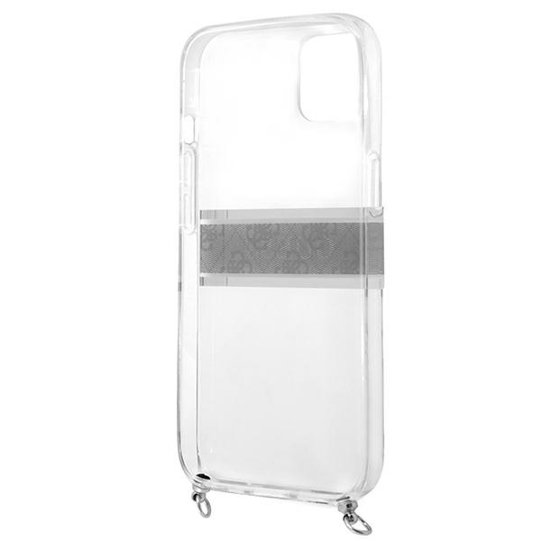 iTok webáruház - Guess Guess GUHCP13SKC4GBSI tok iPhone 13 mini 5,4 hüvelykhez – 4G Gray Strap Silver Chain 7 Guess GUHCP13SKC4GBSI iPhone 13 mini 5.4" Transparent hardcase 4G Gray Strap Silver Chain