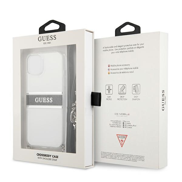 iTok webáruház - Guess Guess GUHCP13SKC4GBSI tok iPhone 13 mini 5,4 hüvelykhez – 4G Gray Strap Silver Chain 8 Guess GUHCP13SKC4GBSI iPhone 13 mini 5.4" Transparent hardcase 4G Gray Strap Silver Chain