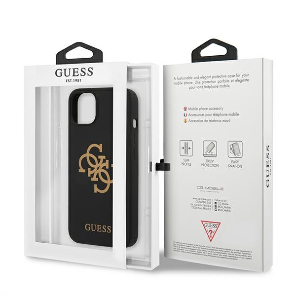 iTok webáruház - Guess Guess GUHCP13SLS4GGBK iPhone 13 mini szilikon tok – fekete 8 Guess GUHCP13SLS4GGBK iPhone 13 mini 5.4" black/black hard case Silicone 4G Logo