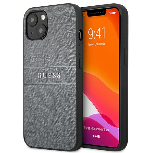 iTok webáruház - Guess Guess GUHCP13SPSASBGR Saffiano tok iPhone 13 mini készülékhez – szürke 1 Guess GUHCP13SPSASBGR iPhone 13 mini 5.4" grey/grey Saffiano Strap