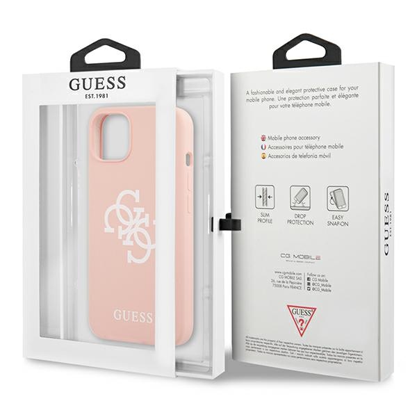 iTok webáruház - Guess Guess GUHCP13SLS4GWPI szilikon tok iPhone 13 mini 5,4 hüvelykes készülékhez – rózsaszín 8 Guess GUHCP13SLS4GWPI iPhone 13 mini 5.4" pink/pink hard case Silicone 4G Logo