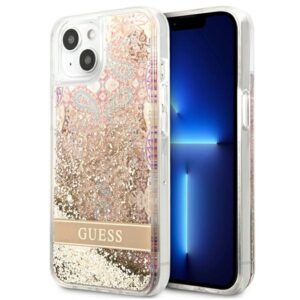 Guess GUHCP13SLFLSD iPhone 13 mini tok – Paisley Liquid Glitter, arany