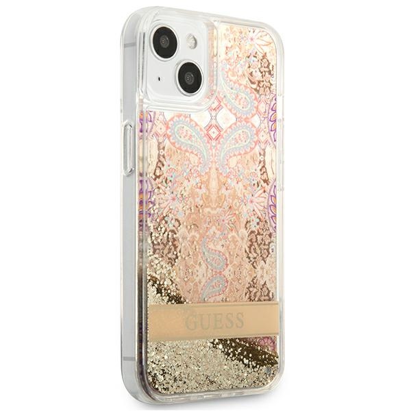 iTok webáruház - Guess Guess GUHCP13SLFLSD iPhone 13 mini tok – Paisley Liquid Glitter, arany 4 Guess GUHCP13SLFLSD iPhone 13 mini 5.4" gold/gold hardcase Paisley Liquid Glitter