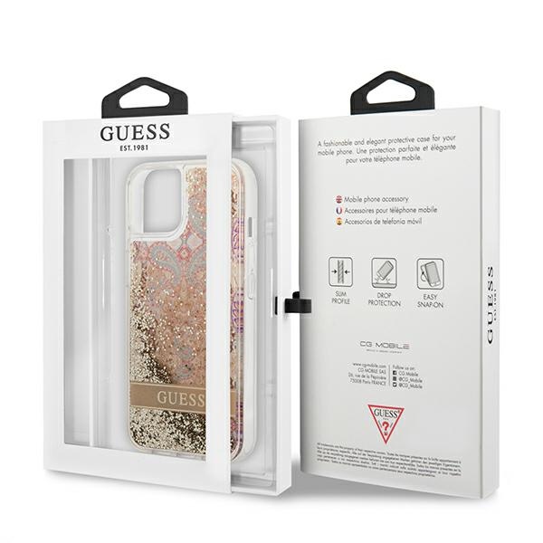 iTok webáruház - Guess Guess GUHCP13SLFLSD iPhone 13 mini tok – Paisley Liquid Glitter, arany 8 Guess GUHCP13SLFLSD iPhone 13 mini 5.4" gold/gold hardcase Paisley Liquid Glitter
