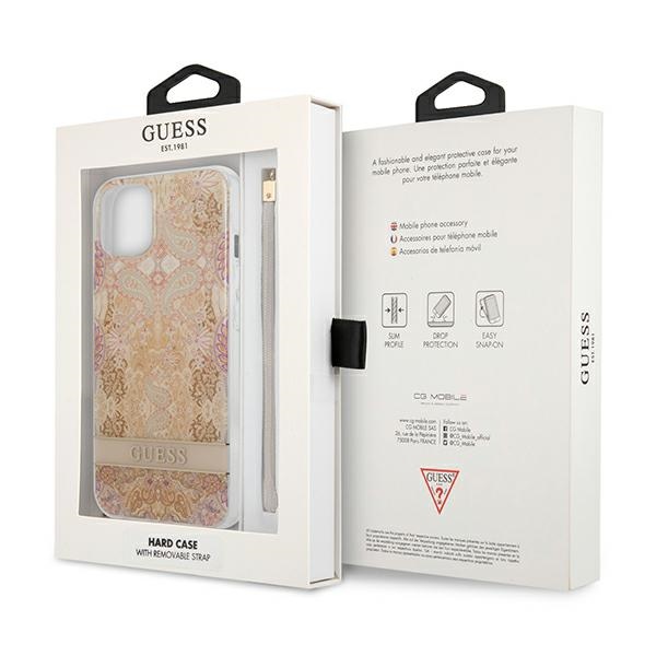 iTok webáruház - Guess Guess GUHCP13SHFLSD iPhone 13 mini 5,4" arany kemény tok virágmintával és csuklópánttal 8 Guess GUHCP13SHFLSD iPhone 13 mini 5.4" gold/gold hardcase Flower Strap