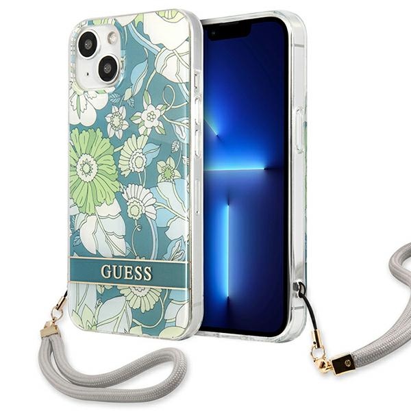 iTok webáruház - Guess Guess GUHCP13SHFLSN Flower Strap kemény tok iPhone 13 minihez, zöld 1 Guess GUHCP13SHFLSN iPhone 13 mini 5.4" green/green hardcase Flower Strap
