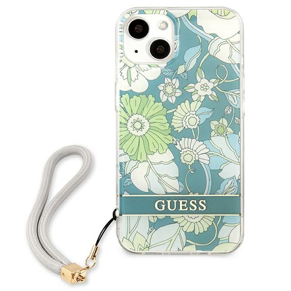 iTok webáruház - Guess Guess GUHCP13SHFLSN Flower Strap kemény tok iPhone 13 minihez, zöld 3 Guess GUHCP13SHFLSN iPhone 13 mini 5.4" green/green hardcase Flower Strap