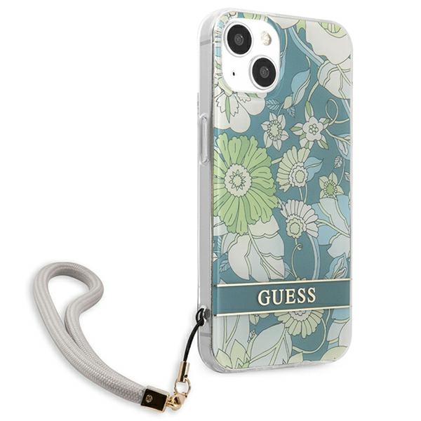 iTok webáruház - Guess Guess GUHCP13SHFLSN Flower Strap kemény tok iPhone 13 minihez, zöld 4 Guess GUHCP13SHFLSN iPhone 13 mini 5.4" green/green hardcase Flower Strap