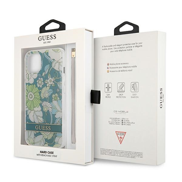 iTok webáruház - Guess Guess GUHCP13SHFLSN Flower Strap kemény tok iPhone 13 minihez, zöld 8 Guess GUHCP13SHFLSN iPhone 13 mini 5.4" green/green hardcase Flower Strap