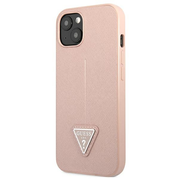 iTok webáruház - Guess Guess GUHCP13SPSATLP iPhone 13 mini 5,4 hüvelykes rózsaszín kemény tok – Saffiano Triangle 2 Guess GUHCP13SPSATLP iPhone 13 mini 5.4" pink/pink hardcase SaffianoTriangle Logo