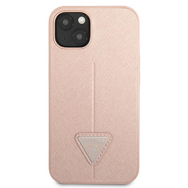 iTok webáruház - Guess Guess GUHCP13SPSATLP iPhone 13 mini 5,4 hüvelykes rózsaszín kemény tok – Saffiano Triangle 3 Guess GUHCP13SPSATLP iPhone 13 mini 5.4" pink/pink hardcase SaffianoTriangle Logo