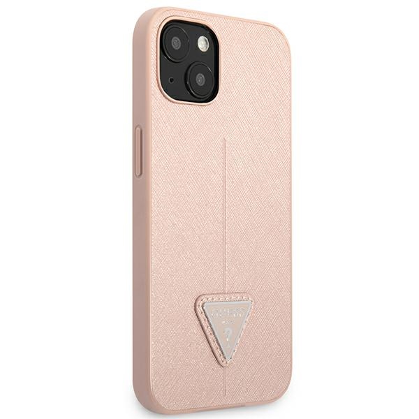 iTok webáruház - Guess Guess GUHCP13SPSATLP iPhone 13 mini 5,4 hüvelykes rózsaszín kemény tok – Saffiano Triangle 4 Guess GUHCP13SPSATLP iPhone 13 mini 5.4" pink/pink hardcase SaffianoTriangle Logo
